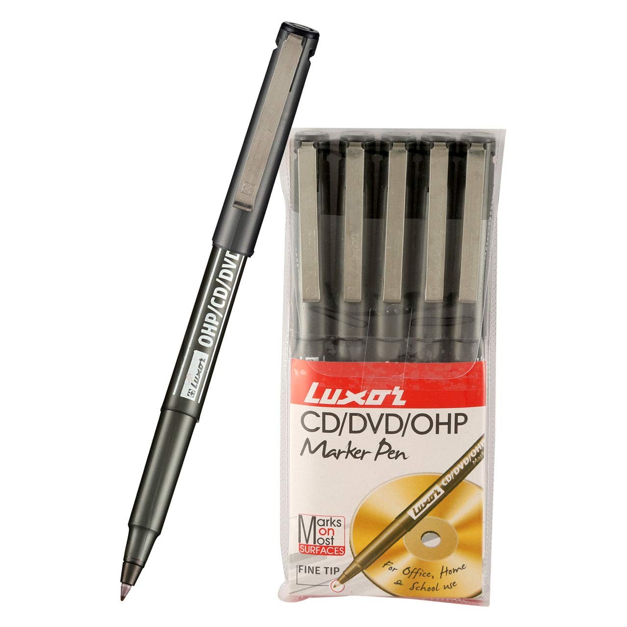 Luxor 969 OHP Permanent Marker - Black - Set of 5